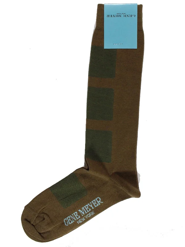 Gene Meyer Men Socks Brown Squares - Designer Socks