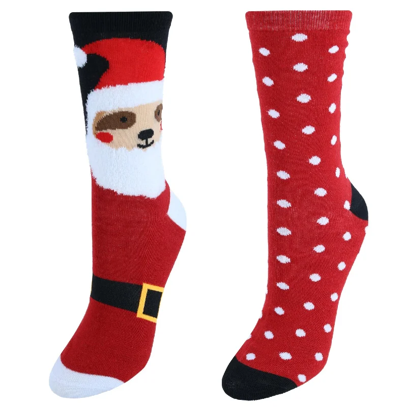 CTM® Women's 2 Pack Butter and Flat Knit Holiday Sock Combo Set