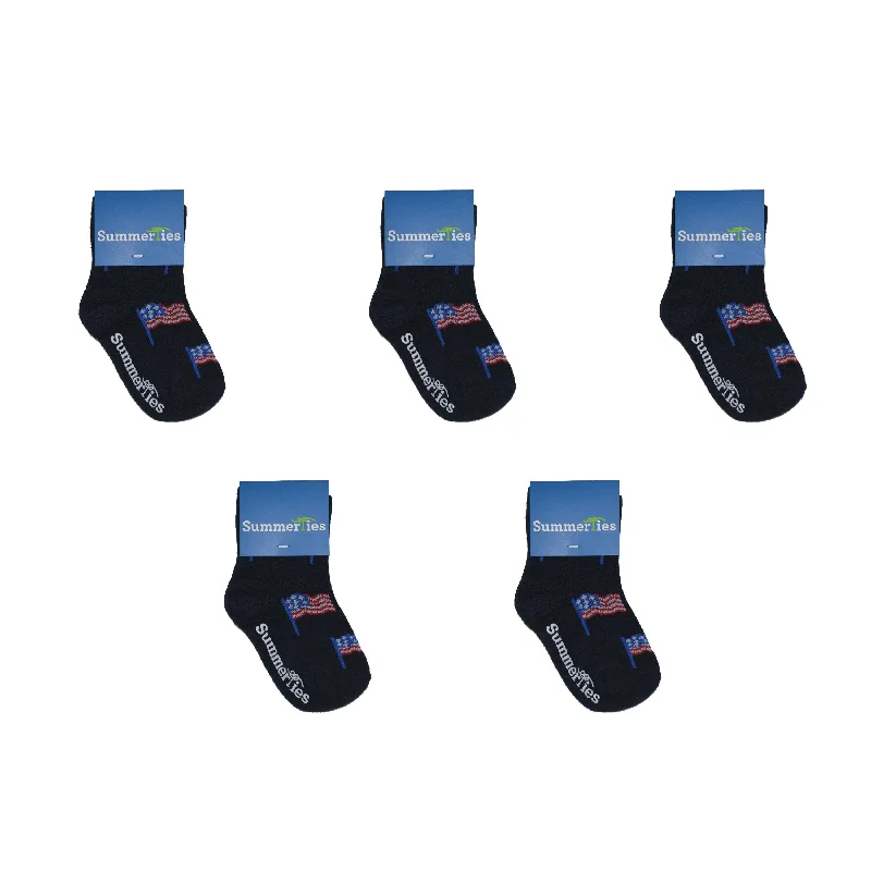 American Flag Socks - Toddler Crew Sock - Navy - 5 Pairs