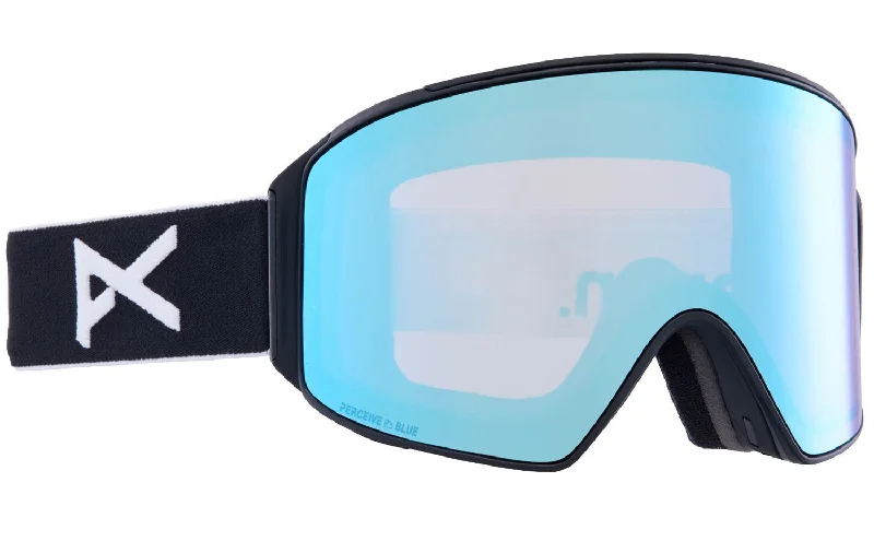 Anon M4 Cylindrical Goggles & MFI Face Mask & Spare Lens Low Bridge Fit Black / Perceive Variable Blue Lens