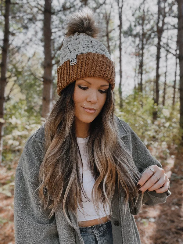 Waffle Fold Beanie | Antique Gold & White Fleck