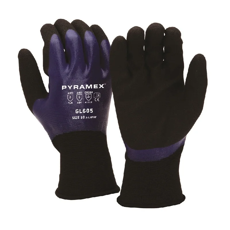 Pyramex Sandy & Smooth Double Dip Nitrile Coated Work Gloves GL605 (12 Pair)