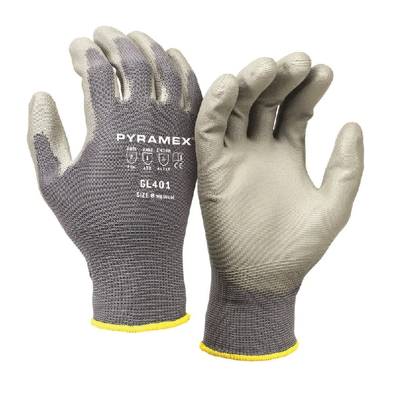 Pyramex PU Polyurethane Coated Work Gloves GL401 (12 Pair)