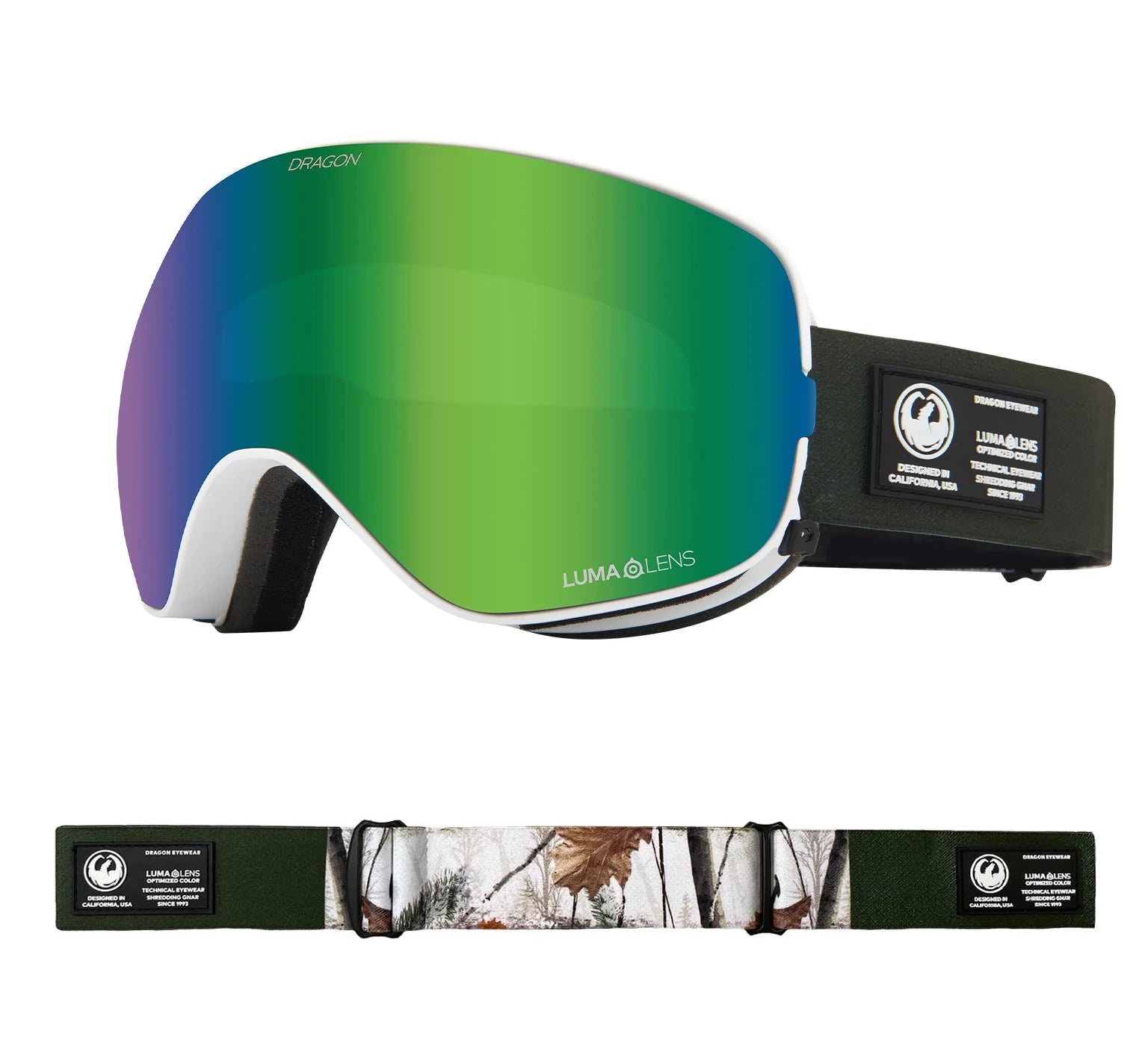 Dragon X2S Snow Goggles 2022 Alpine Camo / Lumalens Green Ion + Spare Lens