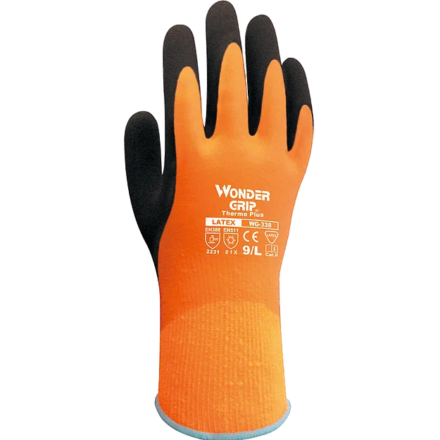 Wonder Grip WG-338 Thermo Plus Insulated Water Resistant Work Gloves, Dozen (12 pairs)