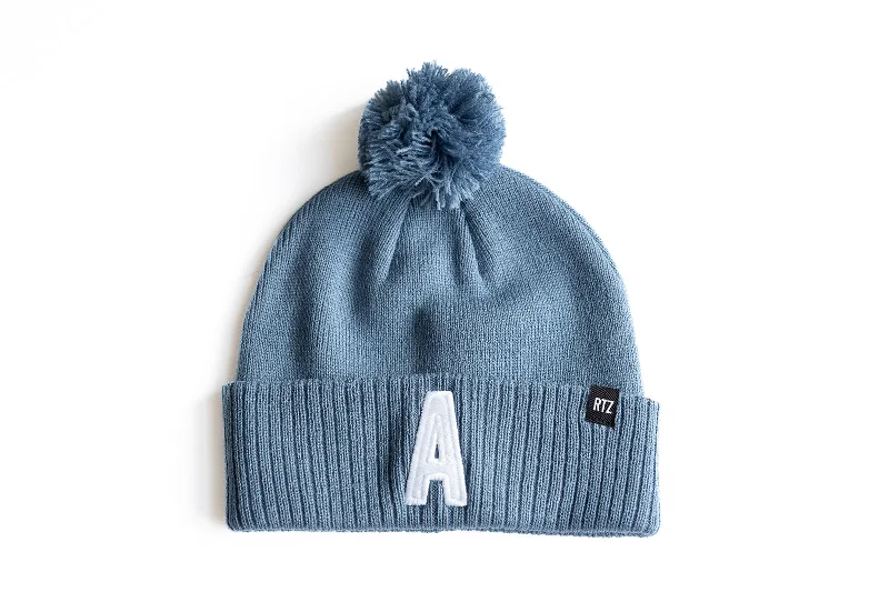 Blue Pom Pom Hat