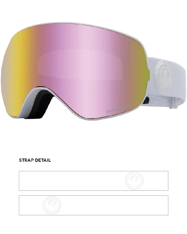 Dragon X2S Snow Goggles Whiteout / Lumalens Pink Ion + Spare Lens