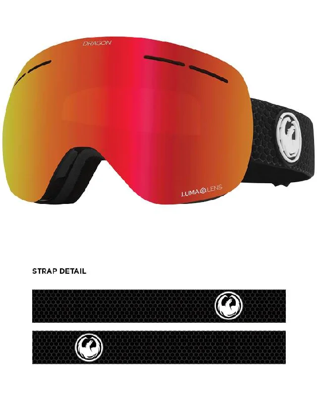 Dragon X1S Snow Goggles Split / Lumalens Red Ion + Spare Lens